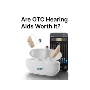 ARE OTC HEARING AIDS WORTH IT WRITTEN ON WHITE BACKGROUND WITH THE EXPLORE LI+ AND HA FIT APP VISIBLE IN THE FOREGROUND