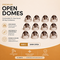 image of premium 6mm open domes with features and product details on a beige background.