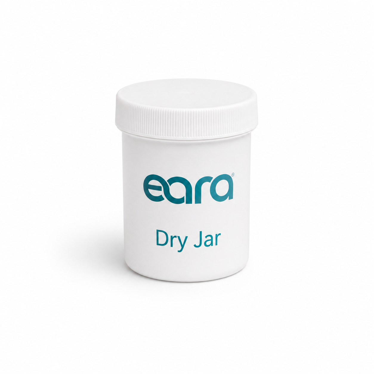 White jar labeled 'eara Dry Jar' on a white background