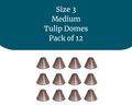 Pack of 12 medium tulip domes with a blue label indicating size 3.