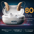 Eara Explore Li+ rechargeable OTC hearing aids with portable charging case and extended battery life