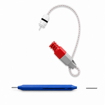 Right replacement receiver wire kit for Eara Explore Li+ and HA FIT APP hearing aids with blue pin removal tool and receiver pin